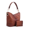 Mkf Collection By Mia K Wandy Soft Vegan Leather Hobo & Wallet Set In Brown