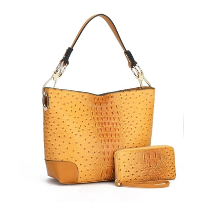 Mkf Collection By Mia K Wandy Soft Vegan Leather Hobo & Wallet Set In Orange