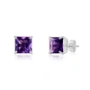 MAX + STONE 14K WHITE GOLD SOLITAIRE PRINCESS-CUT GEMSTONE STUD EARRINGS (7MM)