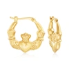 Ross-simons 14kt Yellow Gold Claddagh Hoop Earrings In Gold