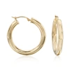 Ross-simons 4mm 14kt Yellow Gold Polished Hoop Earrings In Gold