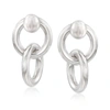 Ross-simons Italian Sterling Silver Interlocking-circle Front-back Earrings In Silver