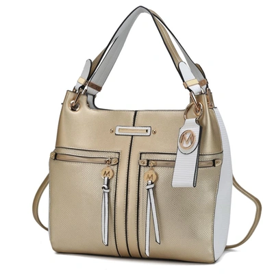 Mkf Collection By Mia K Sofia Vegan Leather Tote With Keyring In Beige