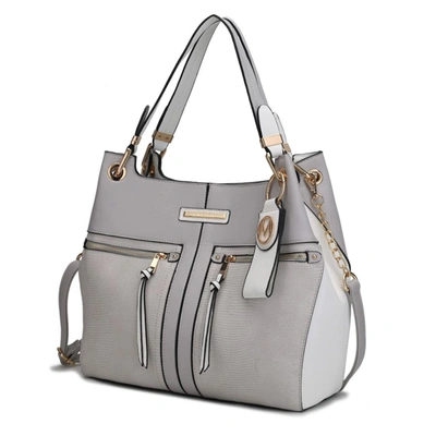 Mkf Collection By Mia K Sofia Vegan Leather Tote With Keyring In Grey