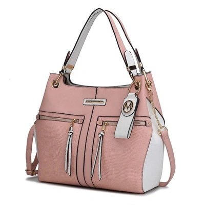Mkf Collection By Mia K Sofia Vegan Leather Tote With Keyring In Pink