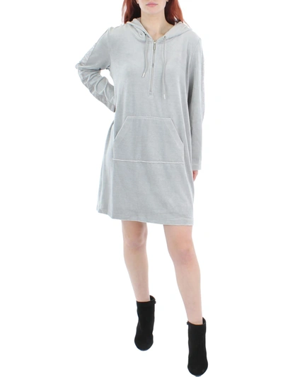 Calvin Klein Womens Velour Mini Sweatshirt Dress In Grey