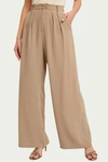 BLUIVY PLEATED WIDE-LEG PANTS IN MUSHROOM