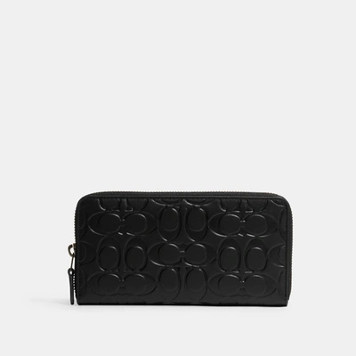 Coach Outlet Accordion Wallet In Signature Leather In Black