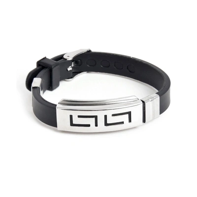 Sohi Stainless Steel Interlock Designer Bracelet In Silver