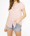 MYSTREE TARA WASHED BUTTON DOWN BLOUSE IN PINK