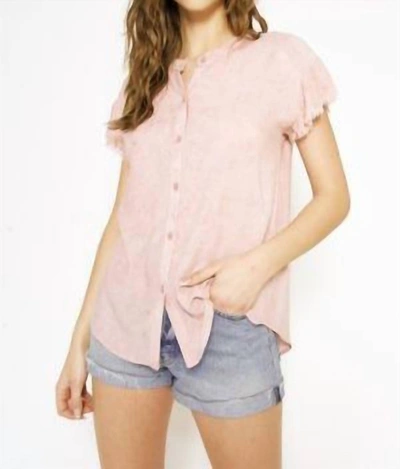 Mystree Tara Washed Button Down Blouse In Pink