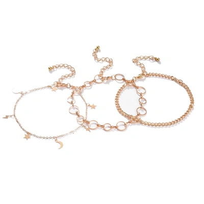 Sohi Women 3 Gold-toned Charm Bracelet