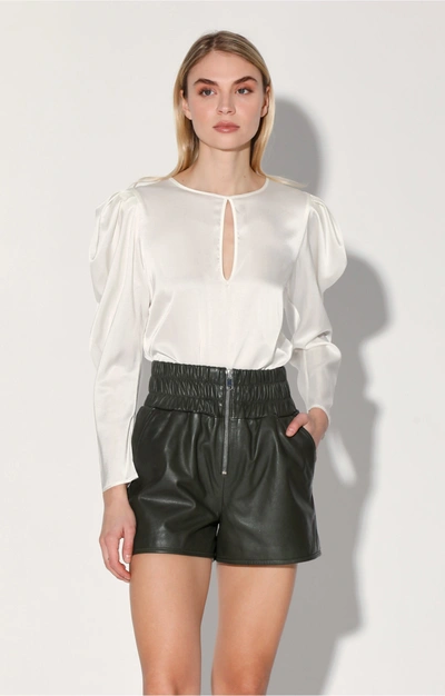 Walter Baker Dallas Shirred Leather Shorts In Grey