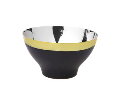 Classic Touch Decor Black And Gold Salad Bowl With Stainless Steel Interior