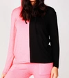 French Kyss Color Block Hoodie In Black/coral In Pink