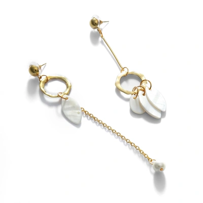 Sohi Gold Plated Pearl Beaded Drop Earring In Silver