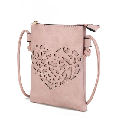 Mkf Collection By Mia K Heartly Vegan Leather Small Crossbody Handbag In Pink