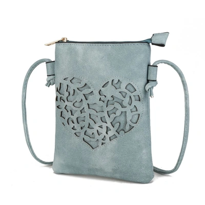 Mkf Collection By Mia K Heartly Vegan Leather Small Crossbody Handbag In Blue