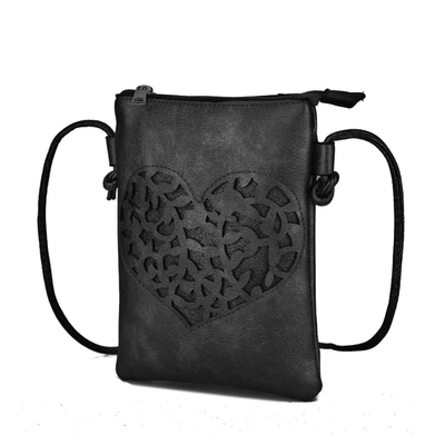 Mkf Collection By Mia K Heartly Vegan Leather Small Crossbody Handbag In Black