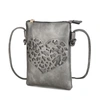 Mkf Collection By Mia K Heartly Vegan Leather Small Crossbody Handbag In Silver