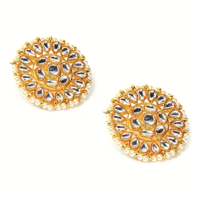 Sohi Gold Plated Kundan Studs In Silver