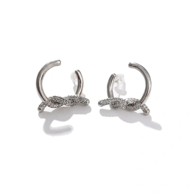 Sohi Silver-toned Contemporary Hoop Earrings