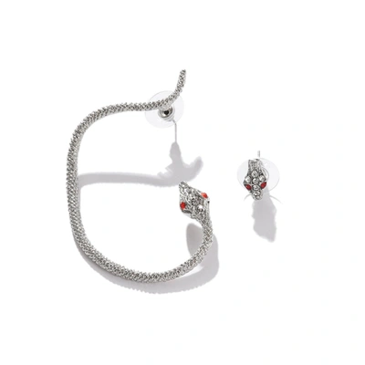 Sohi Silver-toned Contemporary Drop Earrings