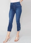 Charlie B Pull-on Jeans With Bow Detail In Indigo In Blue