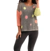 French Kyss Bubbles Crochet Top In Black Multi In Grey