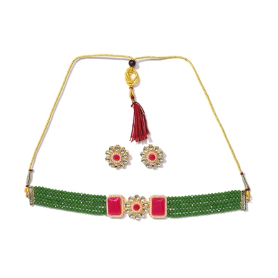 Sohi Gold-plated Green Jewellery Set