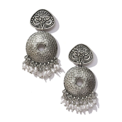 Sohi Silver Plated Designer Geometric Dangle Earings