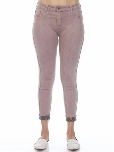 Grey Violet Italy Reversible Snake Jeans In Blush In Purple