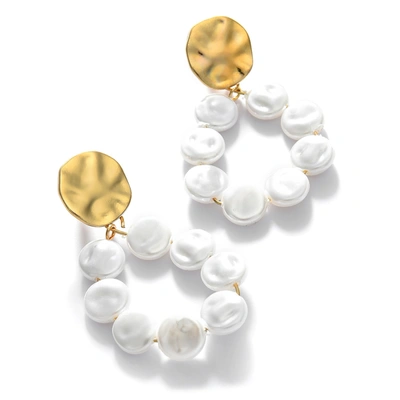 Sohi Gold Plated Pearl Beaded Drop Earring In Silver