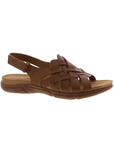 Easy Spirit Maryan Womens Leather Adjustable Wedge Sandals In Brown