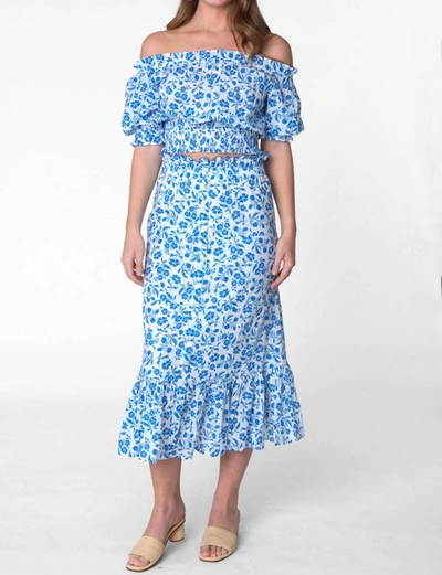 Olivia James The Label Mae Skirt In Floral Blueberry In Multi