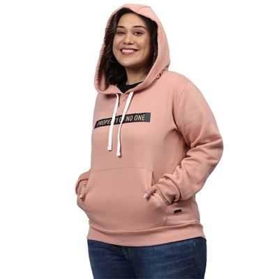 Instafab Plus Women Full Sleeve Hooded Sweatshirt In Pink
