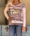 LOOK MODE USA LOVE SILVER & GOLD FOIL SWEATER IN PINK