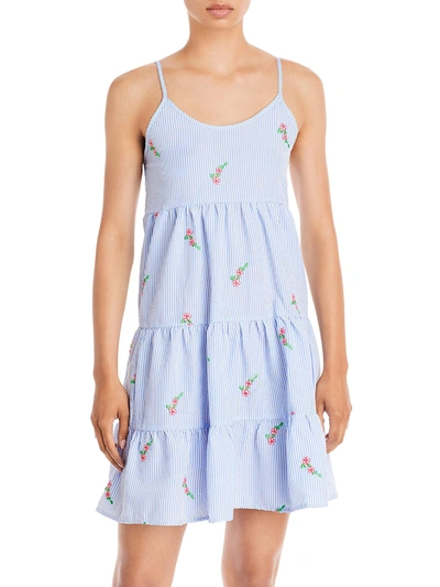 Ava + Esme Womens Floral Tiered Mini Dress In Blue