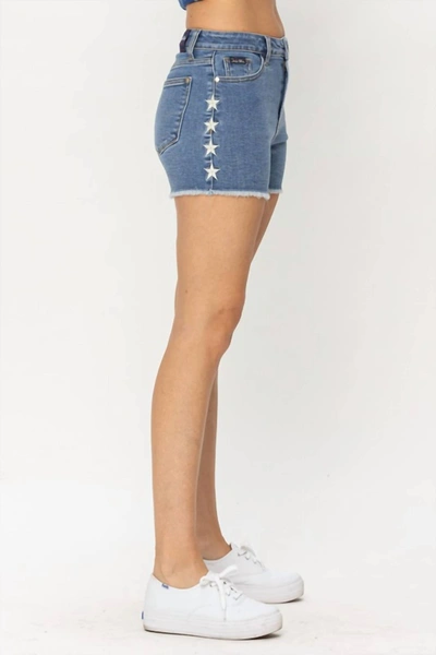 Judy Blue Hw Embroidered Star Cut Off Shorts In Blue