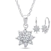 Max + Stone Sterling Silver Cubic Zirconia Flower Cluster With Center Round Stone Earring And Necklace Set,16 In In Silver