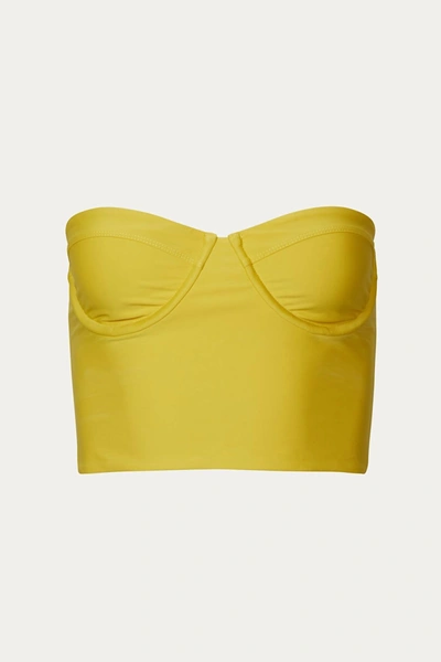 Sirena + The Sea Lolita Corset Longline Stretch Bikini Top In Mustard In Yellow
