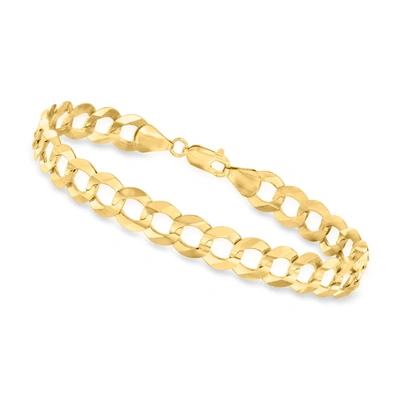 Canaria Fine Jewelry Canaria Men's 8.6mm 10kt Yellow Gold Curb-link Bracelet In White