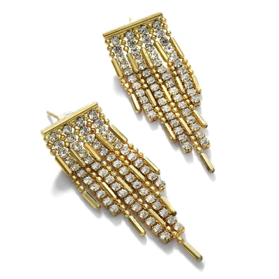Sohi Gold Plated Stone Drop Earring In Silver