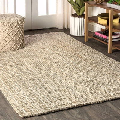 Jonathan Y Hiro Hand Woven Chunky Jute Area Rug In White