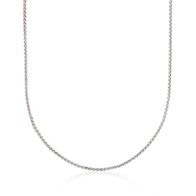 Ross-simons 1.2mm 14kt White Gold Wheat Chain Necklace In Silver