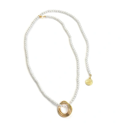 Sohi Gold Plated Pearl Beaded Necklace In Silver