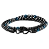 CRUCIBLE JEWELRY CRUCIBLE LOS ANGELES GUNMETAL PLATED STEEL AND 6MM ROUND/FACETED BLUE HEMATITE BRACELET