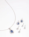 Lovisa Diamond Simulant Sapphire Necklace And Earrings Set In Blue