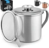 Zulay Kitchen Bacon Grease Container With Strainer And Lid In Silver