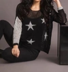 French Kyss Crochet Star Crew In Blackmulti In Black